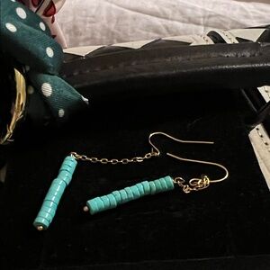 Gold Chain Turquoise Bead Drop Earrings